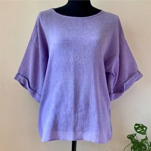 VTG Lavender Purple Linen Dolman Sleeve Top